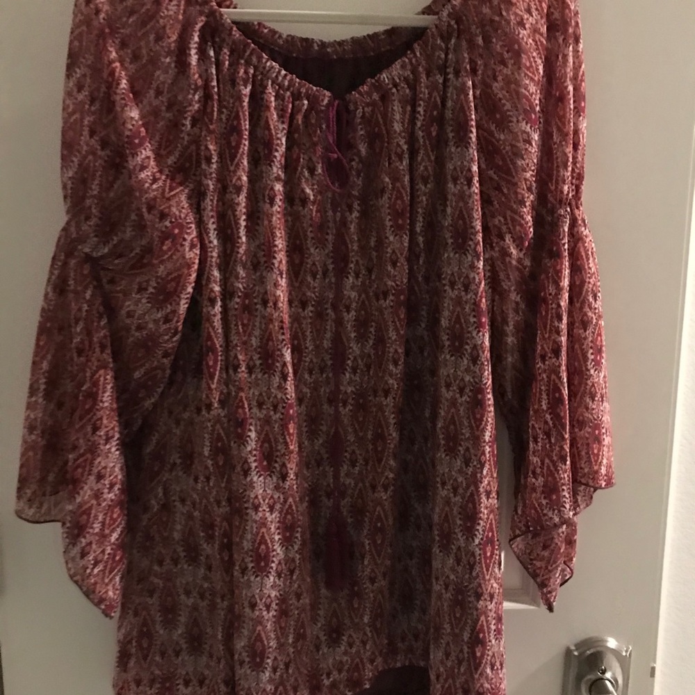Wrangler XL Burgundy Print Lined Blouse